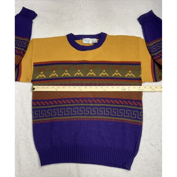 Vintage The Mens Store at Sears Aztec Tribal Grandpa Knit Sweater Size Medium - Picture 4 of 7